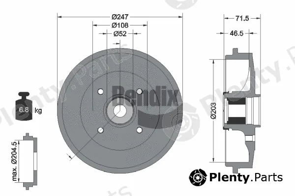 BENDIX Braking BDM1129 — Brake Drum