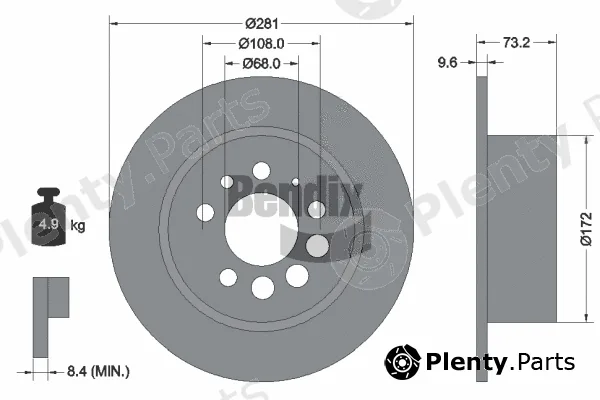 BENDIX Braking BDS1950 — Brake Disc