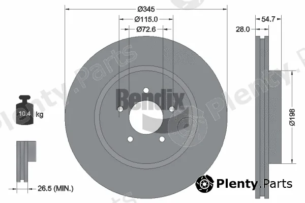 BENDIX Braking BDS1728HC — Brake Disc