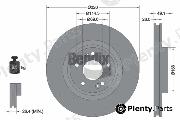 BENDIX Braking BDS2070 — Brake Disc