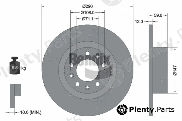 BENDIX Braking BDS1609 — Brake Disc