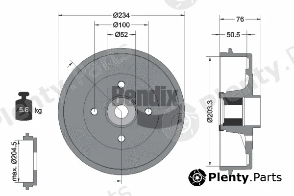 BENDIX Braking BDM1135 — Brake Drum