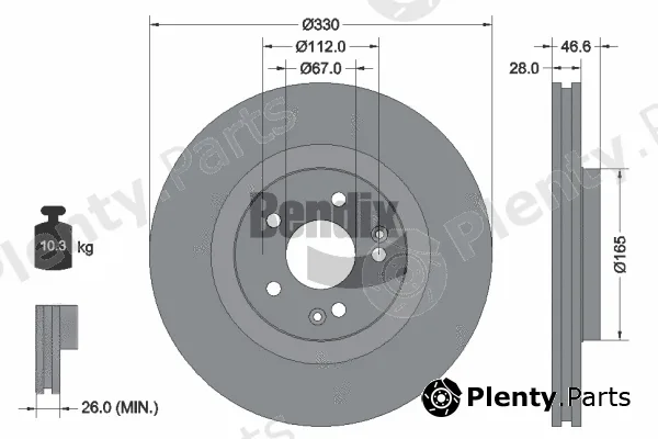 BENDIX Braking BDS1954HC — Brake Disc