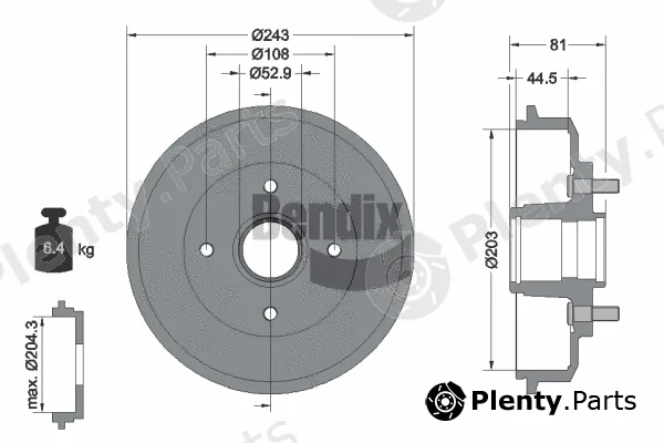 BENDIX Braking BDM1050 — Brake Drum