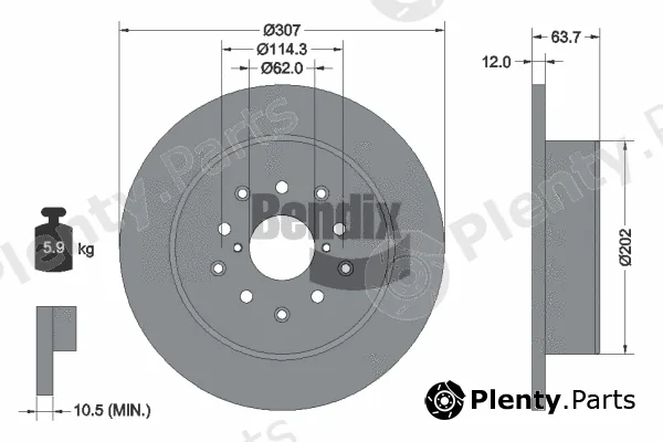 BENDIX Braking BDS2022 — Brake Disc