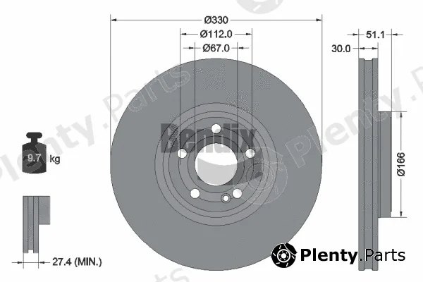 BENDIX Braking BDS1927HC — Brake Disc