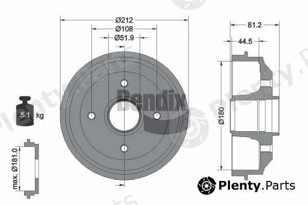 BENDIX Braking BDM1027 — Brake Drum