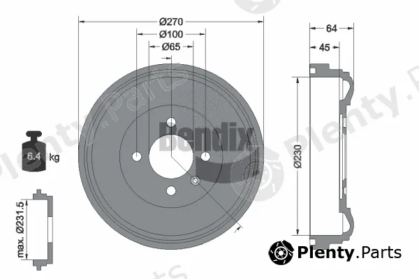 BENDIX Braking BDM1017 — Brake Drum