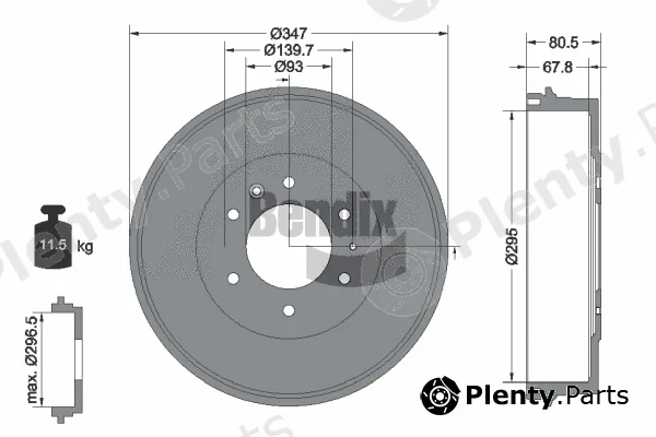 BENDIX Braking BDM1099 — Brake Drum