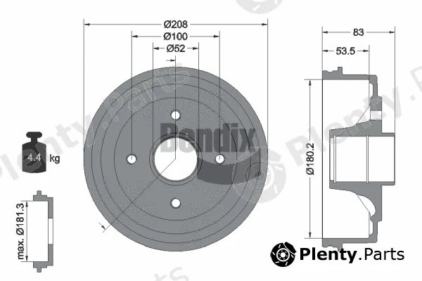 BENDIX Braking BDM1022 — Brake Drum