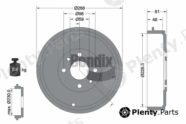 BENDIX Braking BDM1094 — Brake Drum