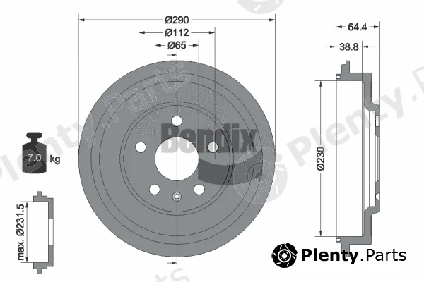 BENDIX Braking BDM1116 — Brake Drum