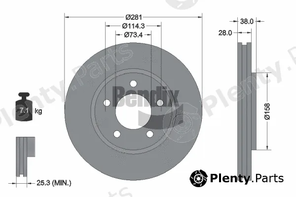 BENDIX Braking BDS1944 — Brake Disc