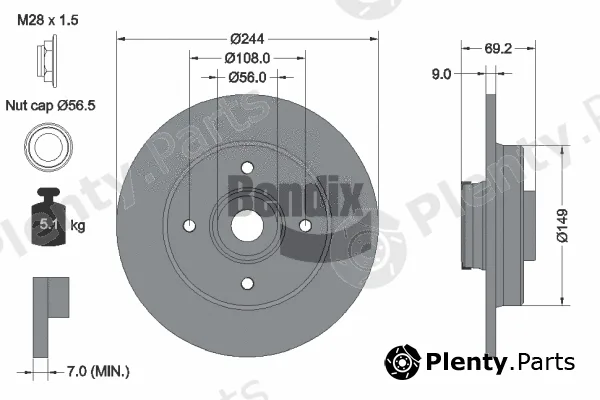BENDIX Braking BDS1598 — Brake Disc