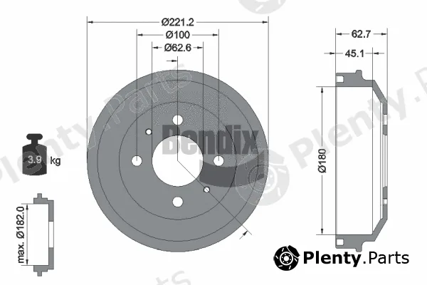 BENDIX Braking BDM1122 — Brake Drum