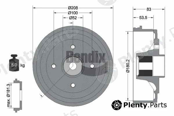 BENDIX Braking BDM1131 — Brake Drum