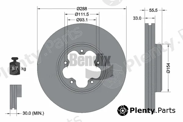 BENDIX Braking BDS1151 — Brake Disc
