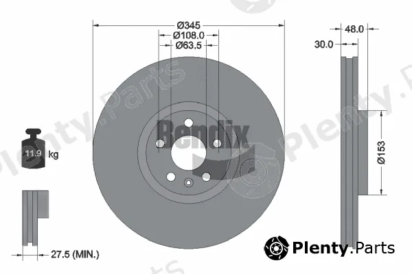 BENDIX Braking BDS1553HC — Brake Disc
