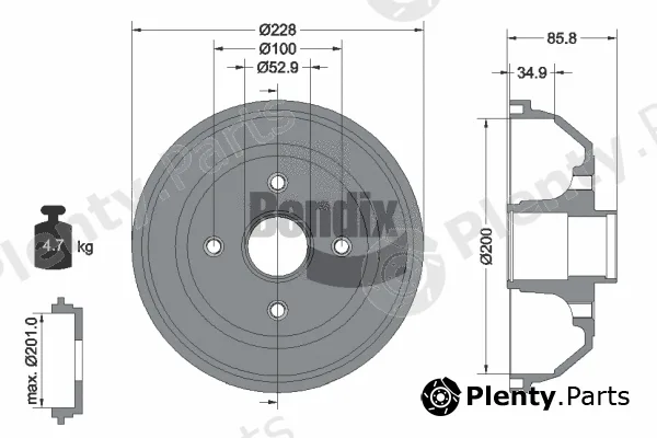 BENDIX Braking BDM1057 — Brake Drum