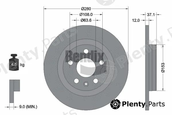 BENDIX Braking BDS2154 — Brake Disc