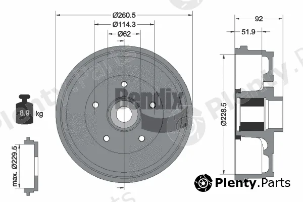 BENDIX Braking BDM1174 — Brake Drum
