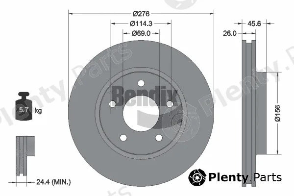 BENDIX Braking BDS1704 — Brake Disc