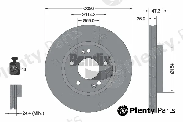 BENDIX Braking BDS1114 — Brake Disc