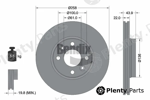 BENDIX Braking BDS1010 — Brake Disc