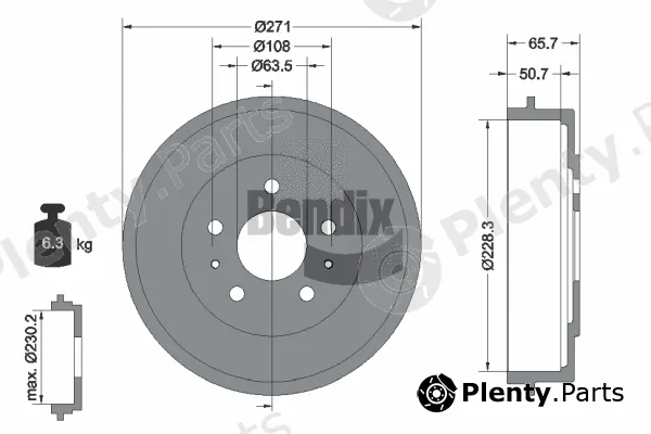 BENDIX Braking BDM1075 — Brake Drum