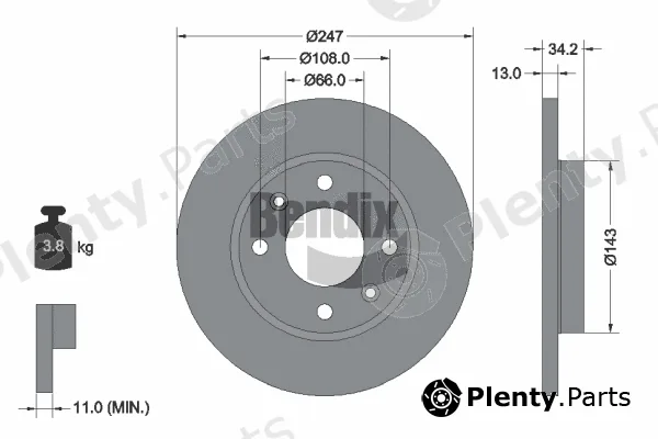 BENDIX Braking BDS1021 — Brake Disc
