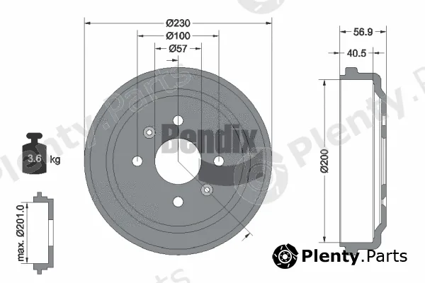 BENDIX Braking BDM1087 — Brake Drum