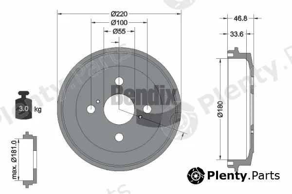 BENDIX Braking BDM1104 — Brake Drum