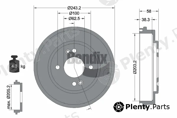 BENDIX Braking BDM1092 — Brake Drum