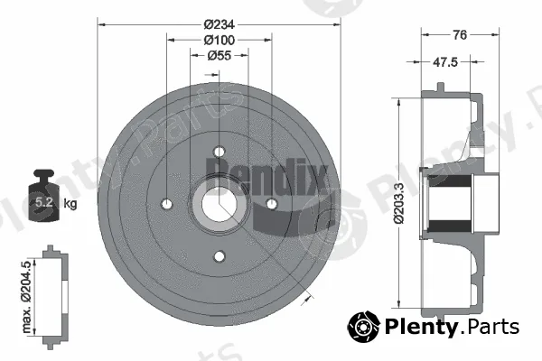 BENDIX Braking BDM1158 — Brake Drum