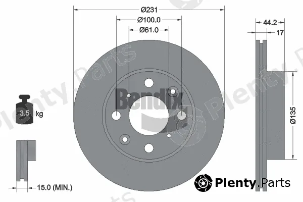 BENDIX Braking BDS2225 — Brake Disc