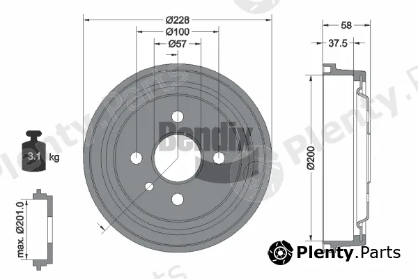 BENDIX Braking BDM1007 — Brake Drum