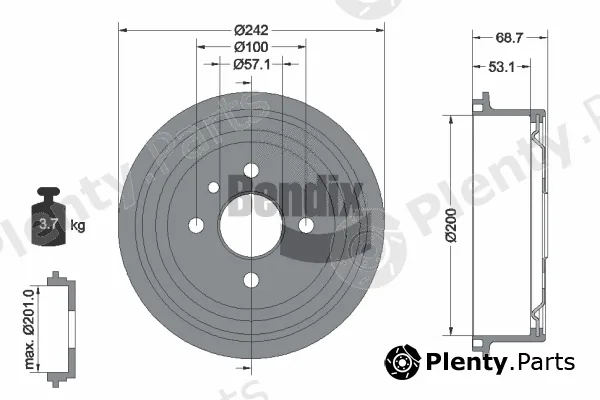 BENDIX Braking BDM1009 — Brake Drum
