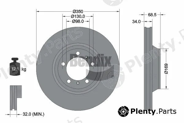 BENDIX Braking BDS2210LHC — Brake Disc