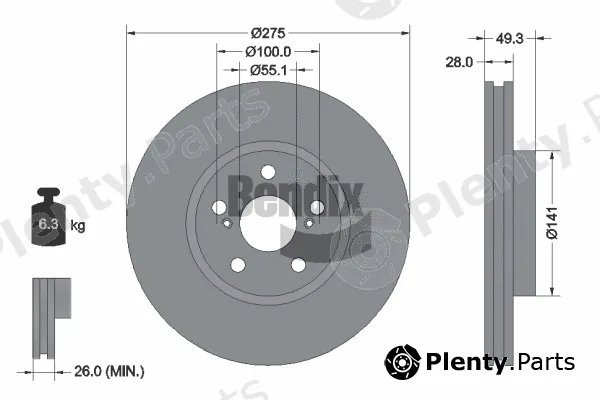 BENDIX Braking BDS2015 — Brake Disc