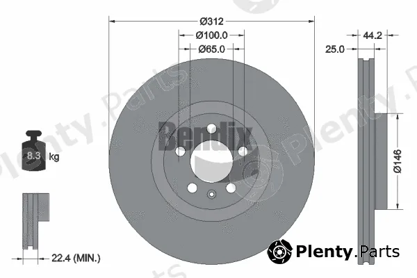 BENDIX Braking BDS1600HC — Brake Disc