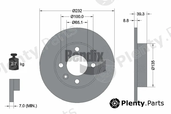 BENDIX Braking BDS1338 — Brake Disc