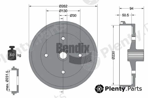 BENDIX Braking BDM1001 — Brake Drum
