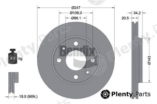 BENDIX Braking BDS1034 — Brake Disc