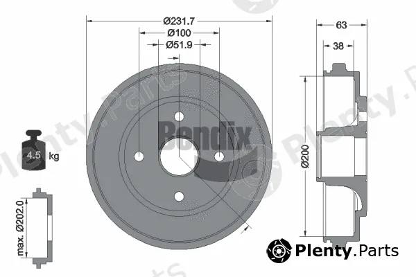 BENDIX Braking BDM1091 — Brake Drum