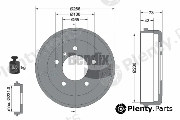 BENDIX Braking BDM1003 — Brake Drum