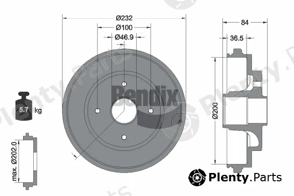 BENDIX Braking BDM1187 — Brake Drum