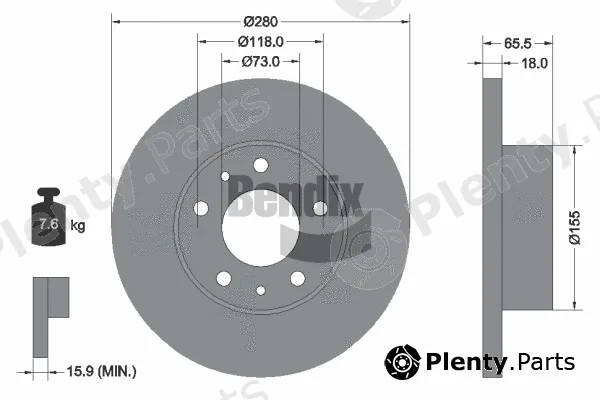 BENDIX Braking BDS1342 — Brake Disc