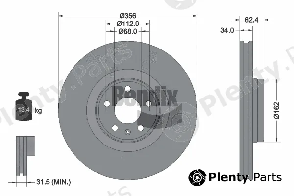 BENDIX Braking BDS1570HC — Brake Disc