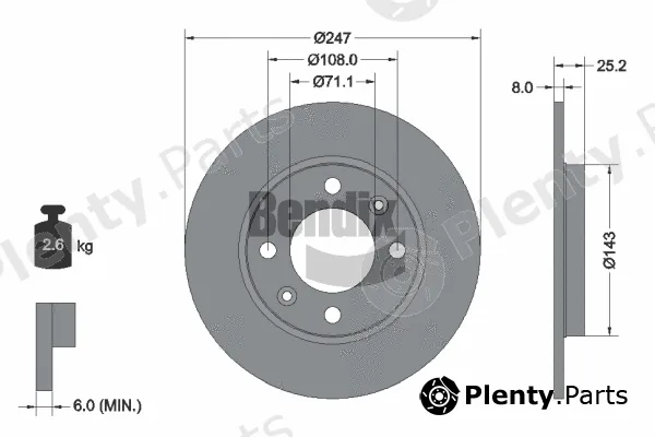 BENDIX Braking BDS1103 — Brake Disc