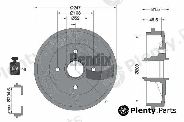 BENDIX Braking BDM1065 — Brake Drum